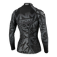 A long-sleeve athletic rash guard shown from the back, featuring a black and gray abstract graffiti-style pattern with 'VNMS SPORT' printed across the upper back and 'VNMS' on the shoulders, set against a solid black background.