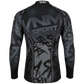 A long-sleeve athletic compression shirt shown from the back, featuring a black and gray graphic design with 'VNM SPORT' printed across the upper back and a subtle graffiti-style pattern throughout.